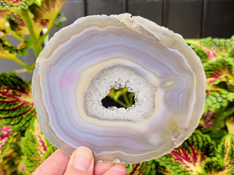 Polished agate slice with core from Brazil 138g