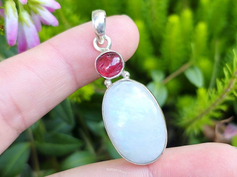 Pendant moonstone and spinel 6.2g Ag 925/1000