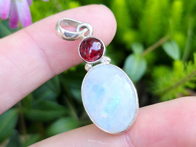 Pendant moonstone and spinel 5.2g Ag 925/1000