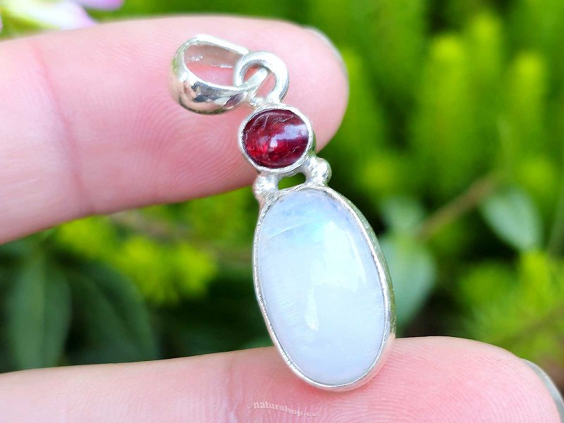 Pendant moonstone and spinel 3.4g Ag 925/1000