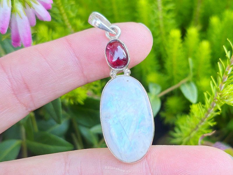 Pendant moonstone and spinel 7.2g Ag 925/1000