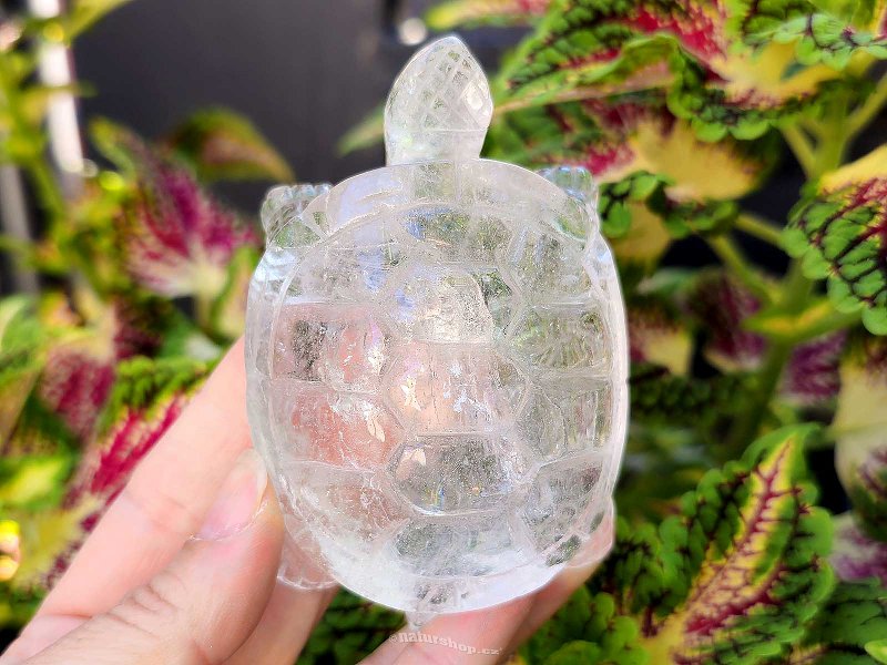 Crystal turtle figurine hand cut 228g