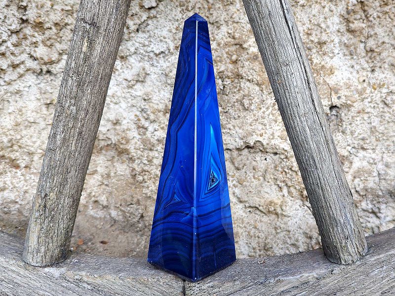 Blue agate obelisk with socket 367g (Brazil)