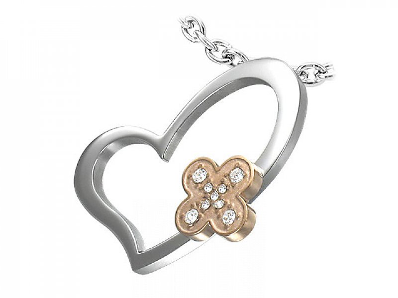 Stainless steel pendant with zircons Heart