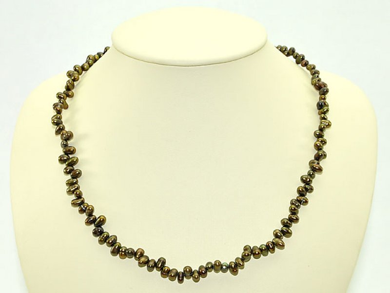 Perly cik-cak tmavé - náhrdelník 45cm
