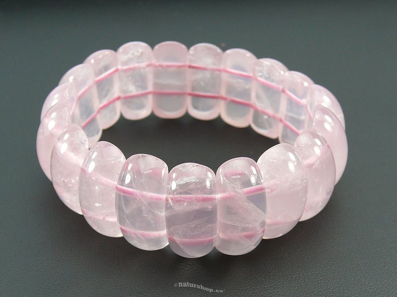 Rose Quartz Bracelet 10x25mm flat convex