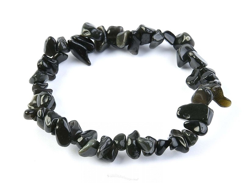 Bracelet black obsidian chopped shapes