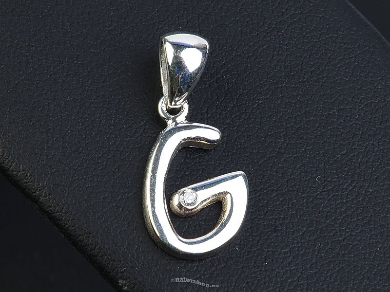 Stříbrný přívěsek se zirkonem Ag 925/1000 písmenko G