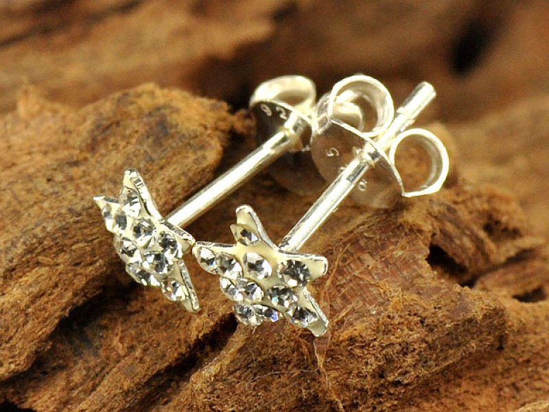 Silver earrings with cubic zirconia Ag 925/1000 Star 6 mm