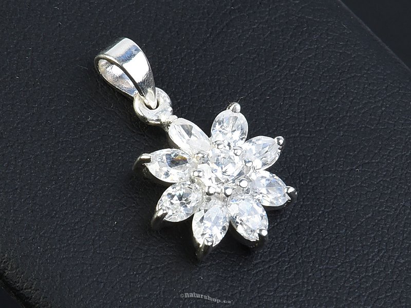 Silver flower pendant with zircons Ag 925/1000