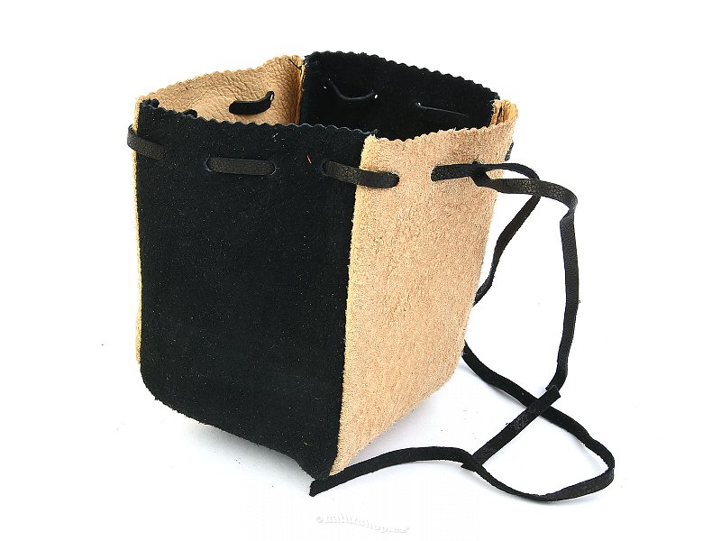 Pouch leather beige-black