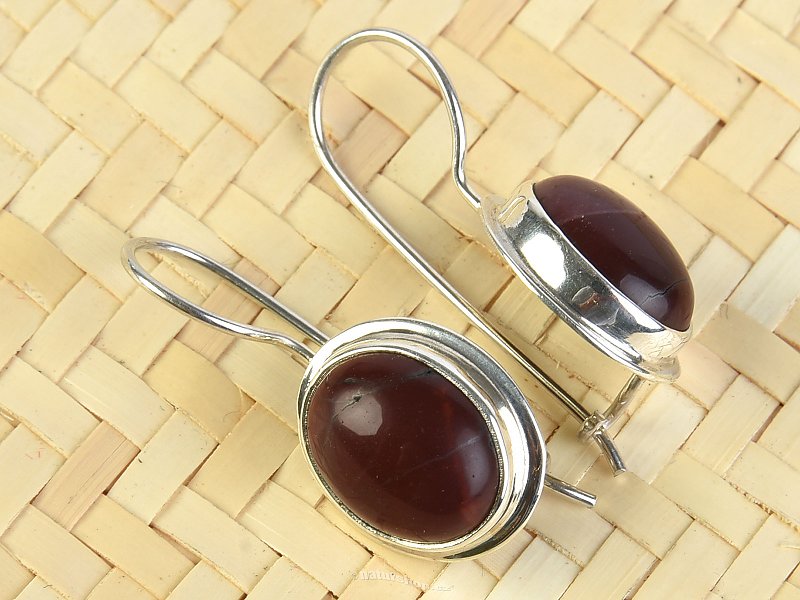 Mookait earrings with oval flange Ag