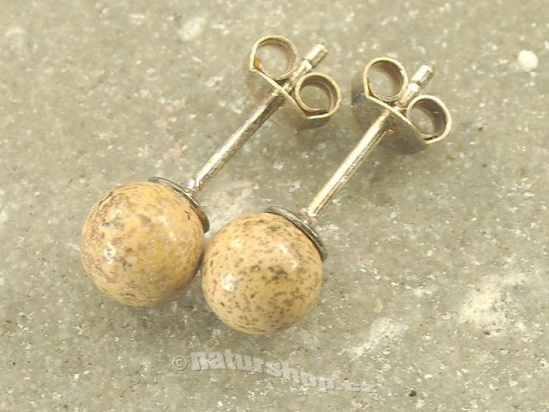 Image jasper earrings beads 6 mm Earring Ag