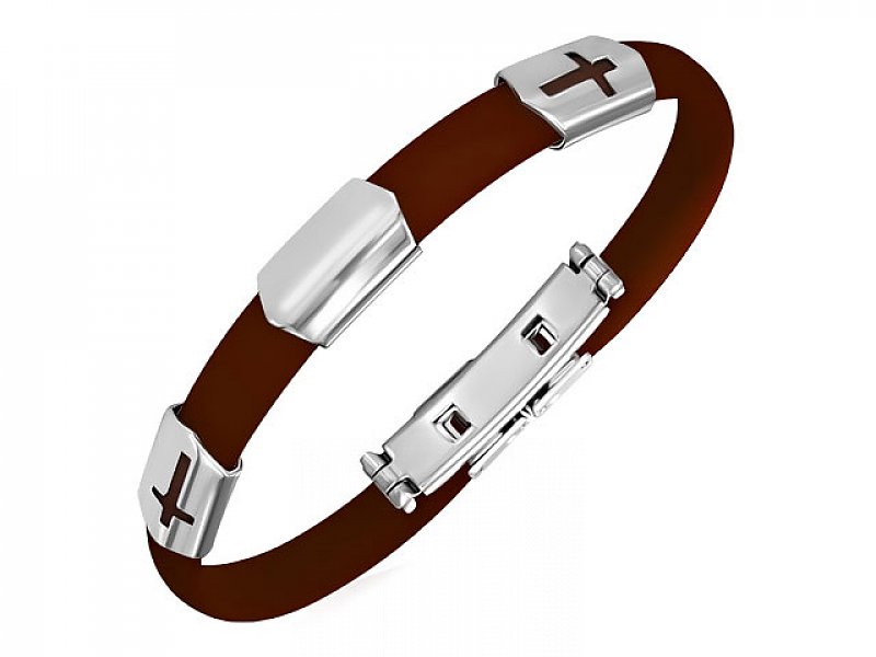 Steel and silicone bracelet brown typ253
