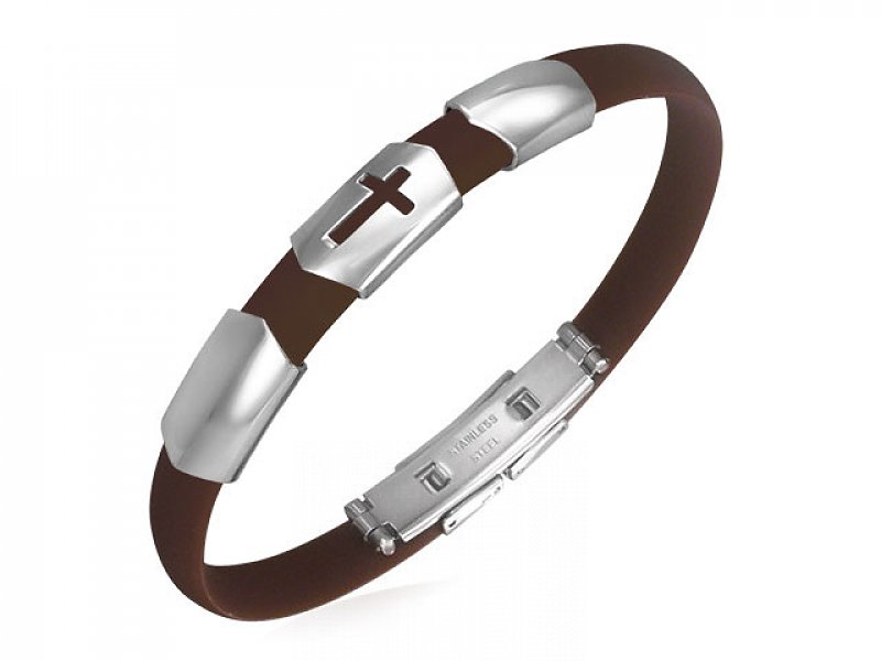 Steel and silicone bracelet brown typ220