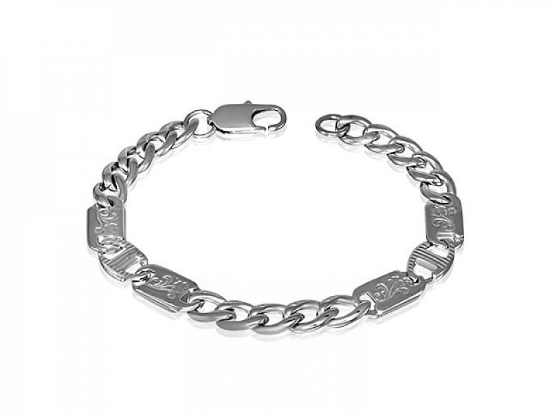 Bracelet Steel (Stainless steel) with 20 cm pieces with flowers