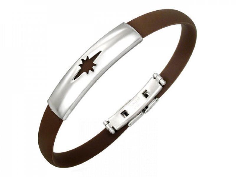Bracelet steel plate and silicon brown typ067