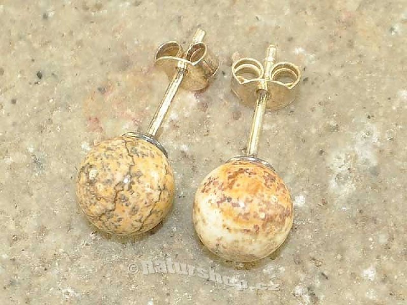 Image jasper earrings beads 8 mm Earring Ag