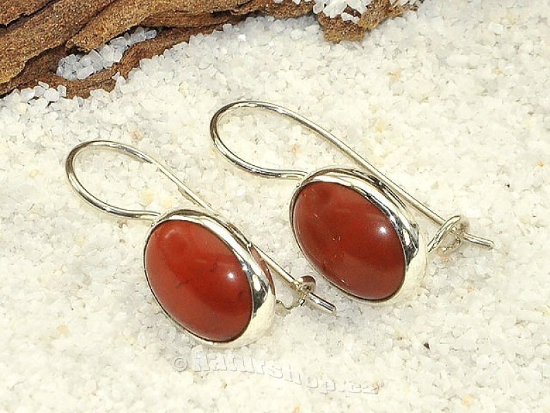 Red jasper earrings oval Ag