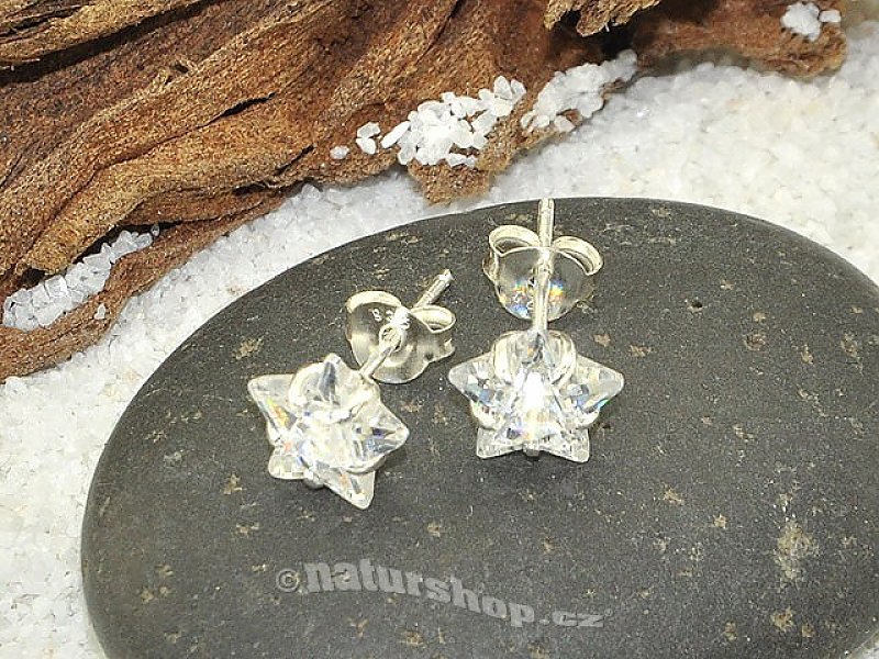 Silver earrings with zircon Ag 925/1000 star