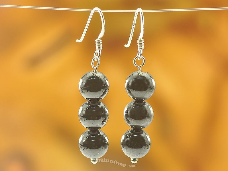 Hematite beads earrings 8mm Ag 925/1000