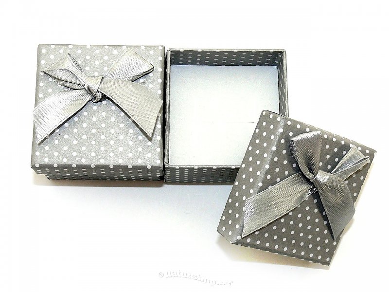 Gift box with gray bow 5 x 5cm - for a ring, earrings