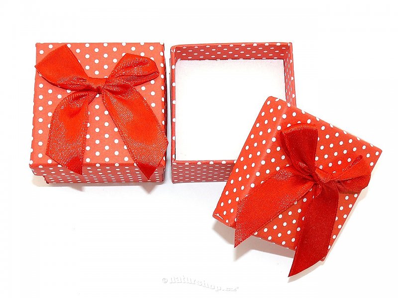 Gift box with red bow 5 x 5cm - for a ring, earrings