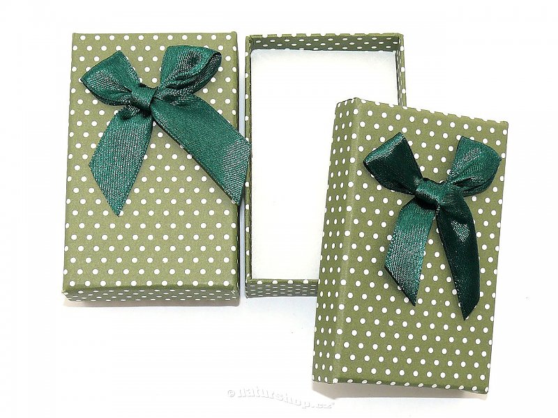 Gift box with green bow 8x5cm - a pendant, earrings