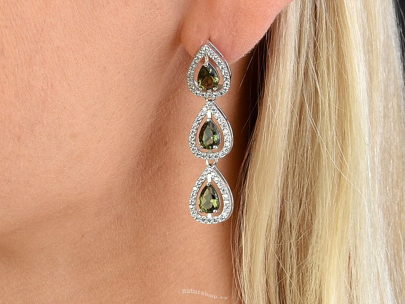 Luxury earrings with stones Ag 925/1000 drops more than one row