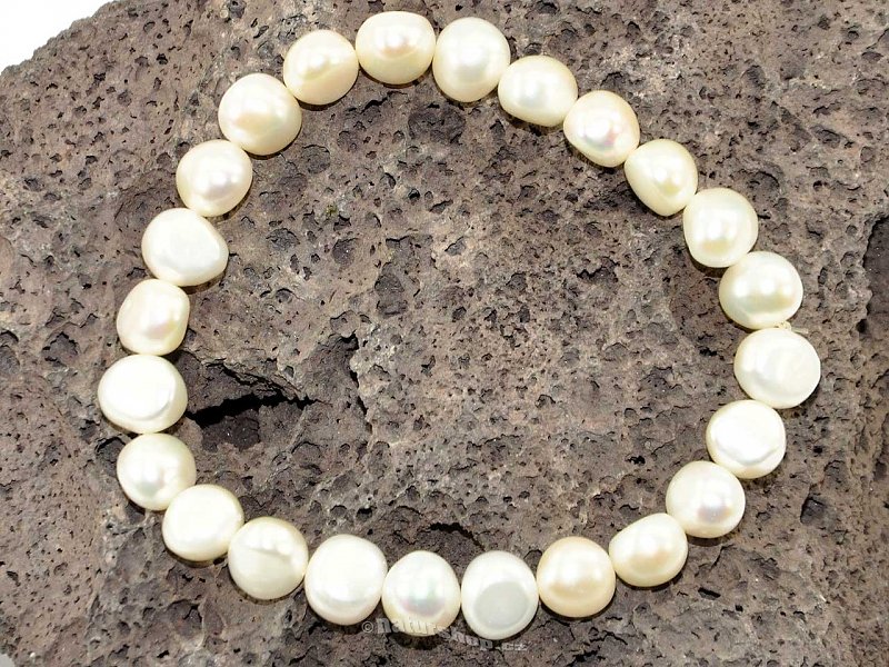 Náramek velké bílé perly 8-9mm