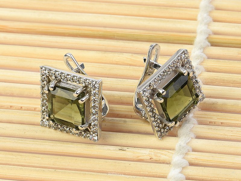 Luxury earrings with stones Ag 925/1000 square