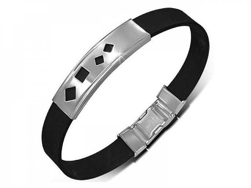 Surgical steel bracelet and black rubber HBD018