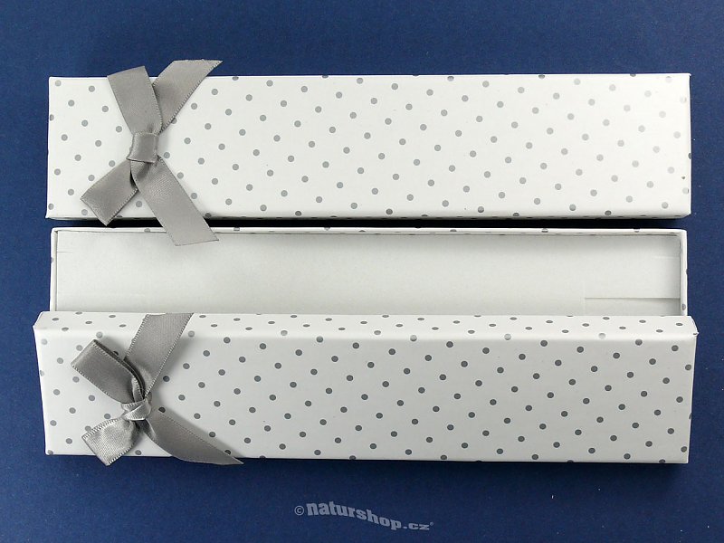 Dárková krabička bílá s mašlí 20x4,5cm - na náramek