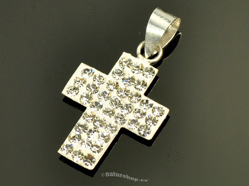 Silver cross pendant with zircons Ag 925/1000