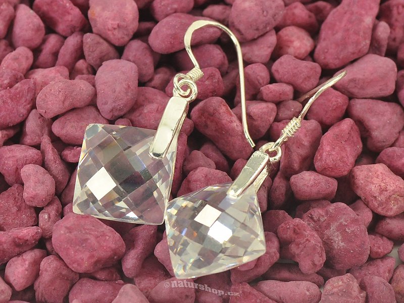 Silver earrings square stone Ag 925/1000