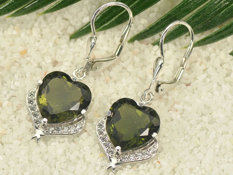 Luxury heart earrings with stones 11 mm Ag 925/1000