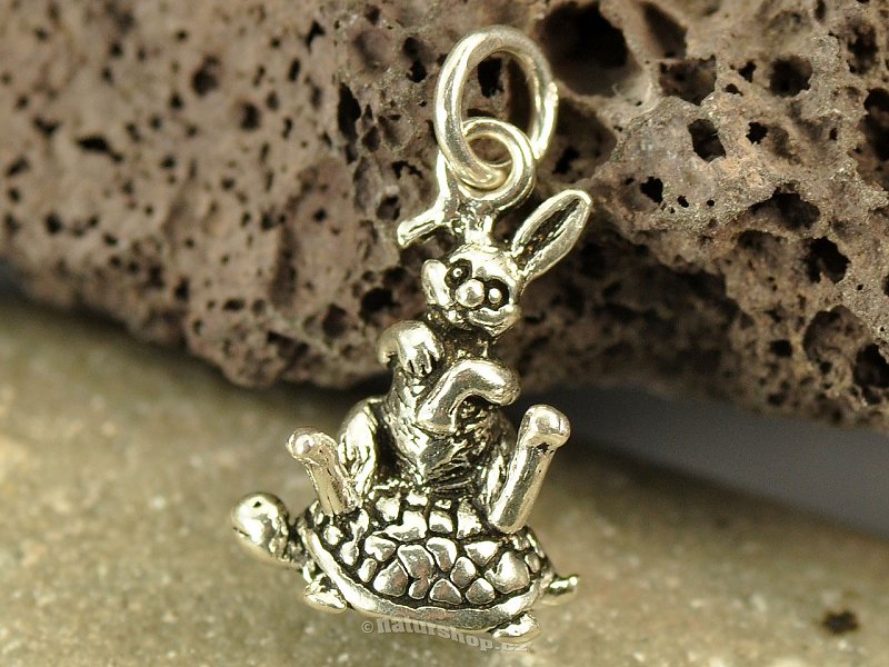 Silver pendant hare and the tortoise Ag 925/1000 2.8 grams