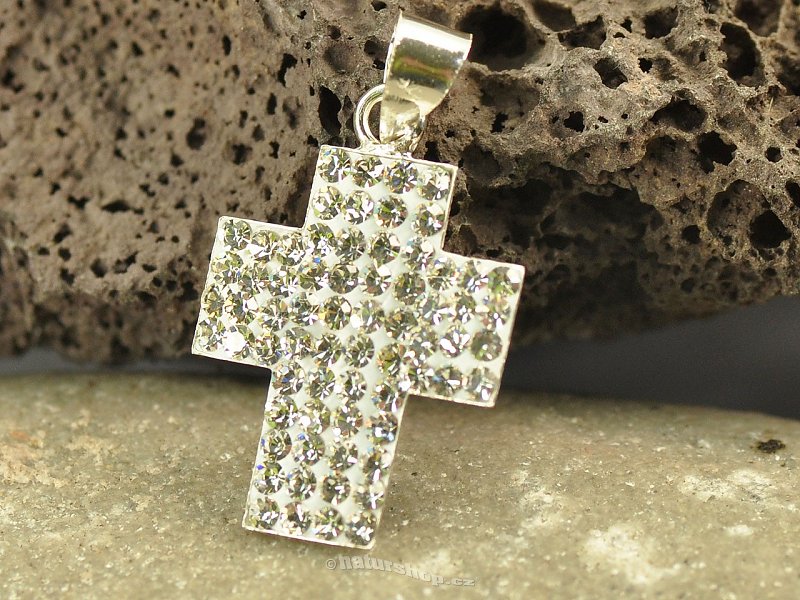 Silver cross pendant with zircons Ag 925/1000 1.1 grams