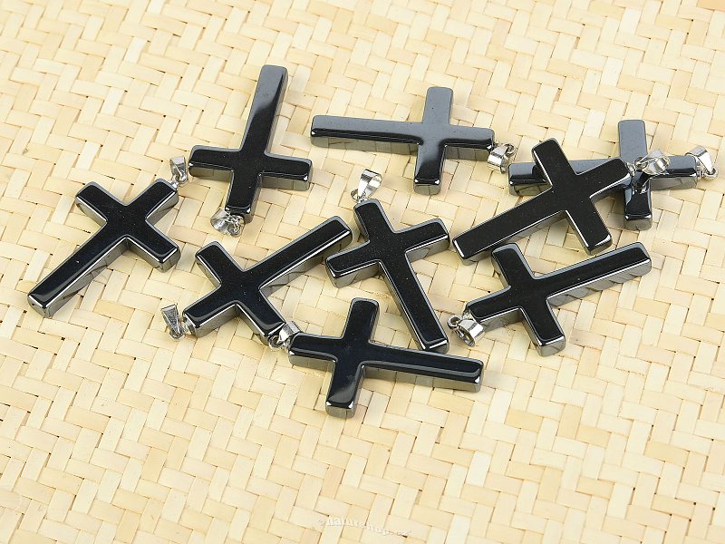 Hematite cross pendant jewelry bail 4 cm