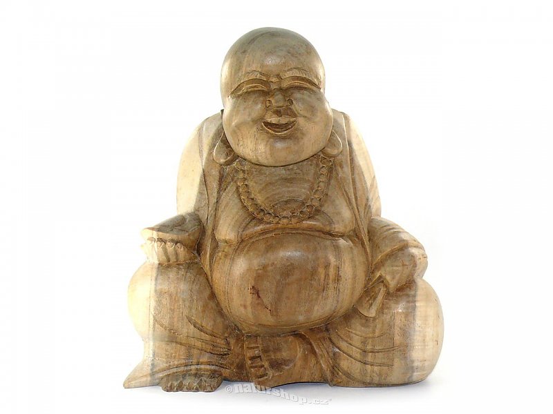 Buddha happy dřevo světlé (Indonésie) 13cm