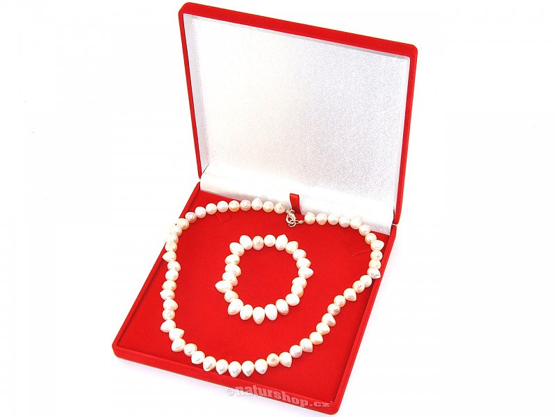Bílé velké perly dárková sada v krabičce (49cm)