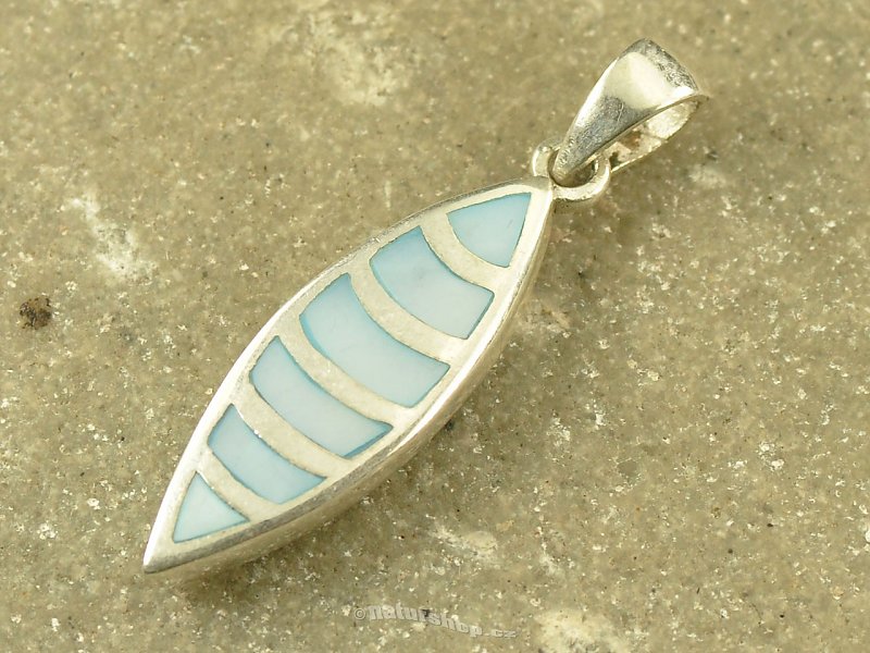 Pendant with blue pearl drop silver Ag 925/1000