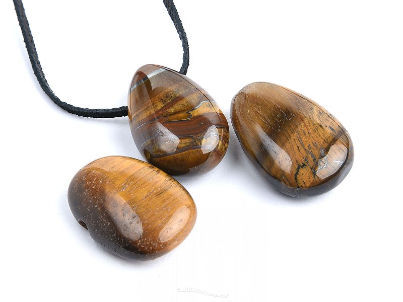 Tiger eye oval pendant on leather