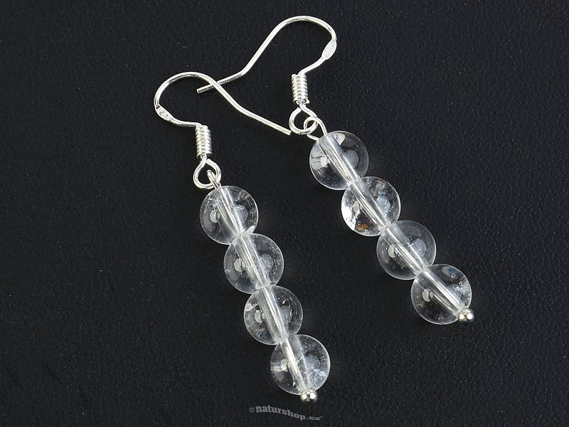 Crystal earrings clear beads 6 mm