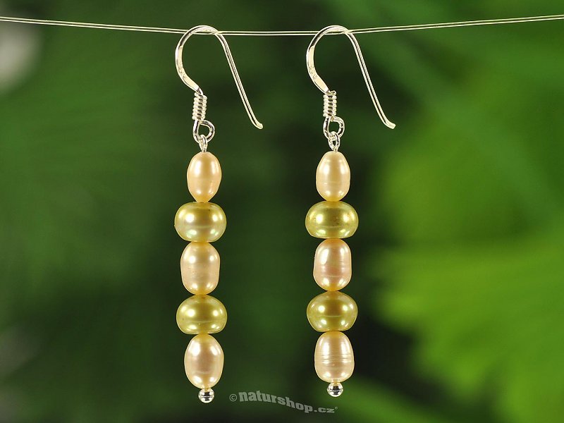 Earrings pearl pink and olive Ag hooks