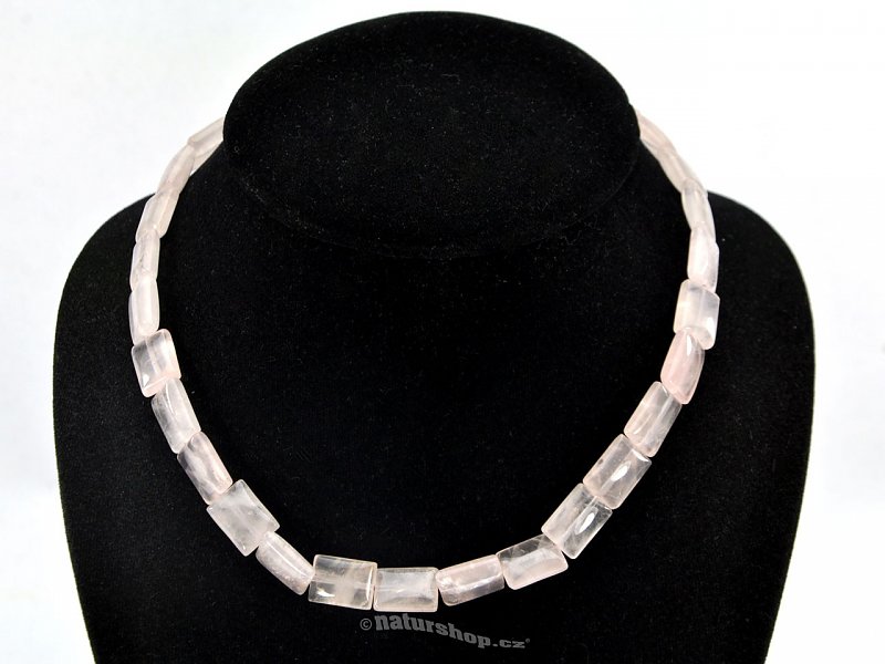 Rose quartz necklace 43 cm rectangle