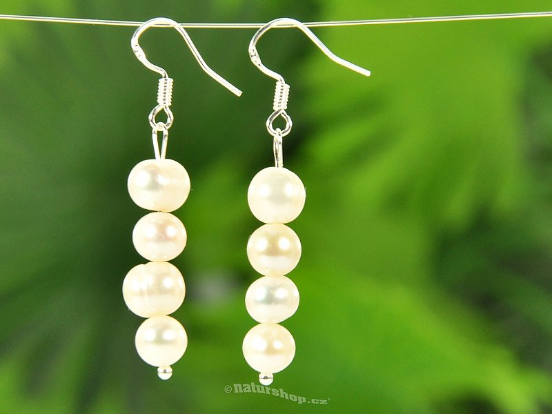 Earrings with white pearls 7 mm Ag hooks