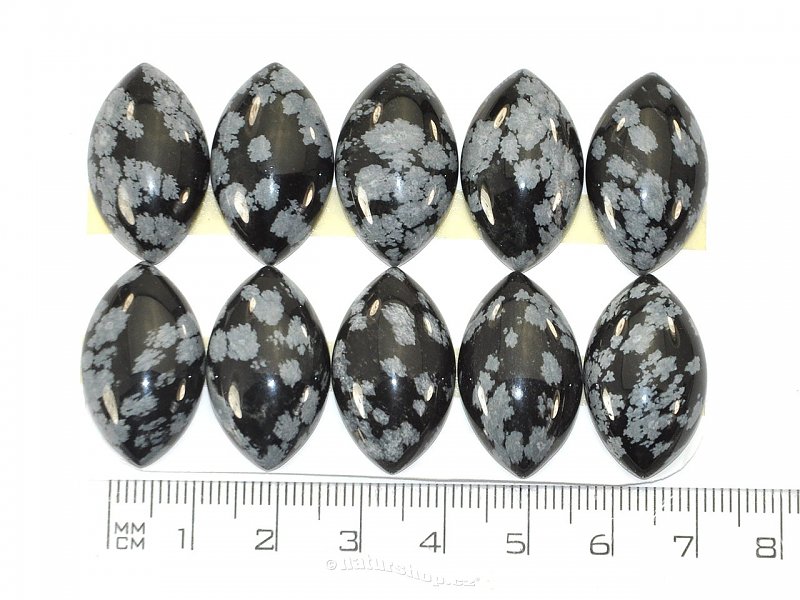 Obsidian flake jewel cabochons 25x15mm