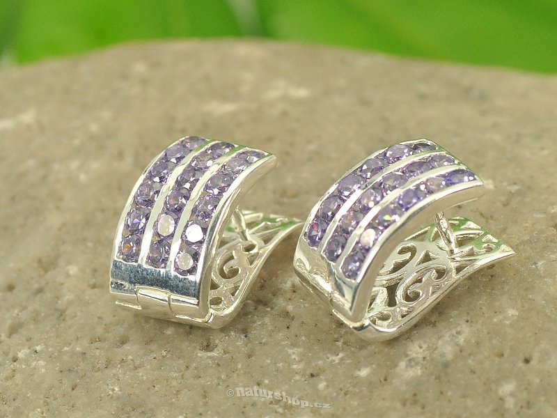 Ag 925/1000 silver earrings purple