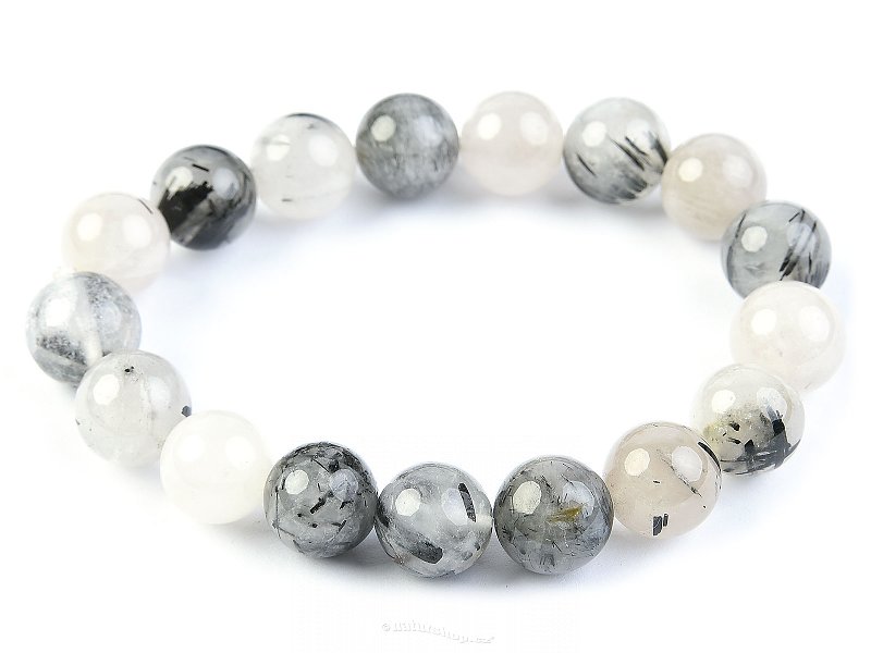 Tourmaline in crystal bracelet beads 12 mm